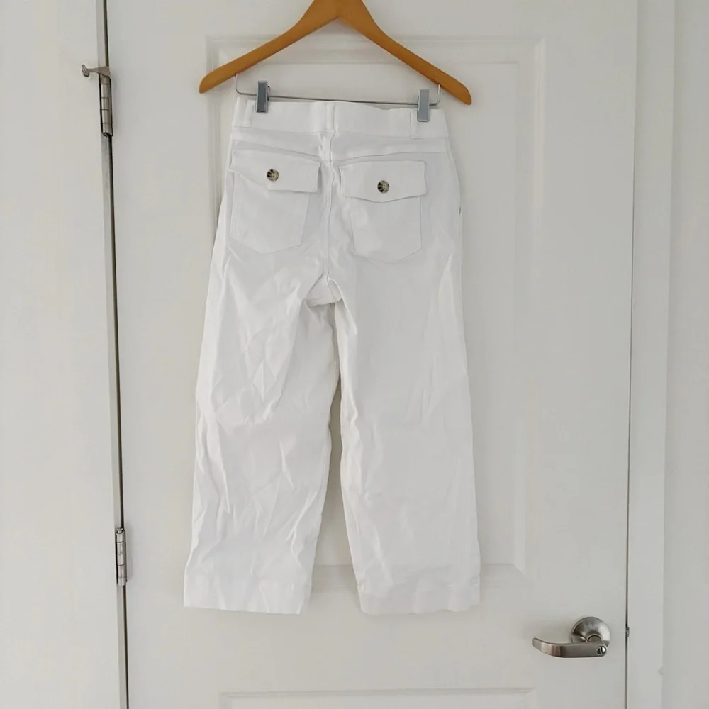 SPANX Stretch Twill Cropped Pant Wide Leg Parchment - Picture 10 of 13